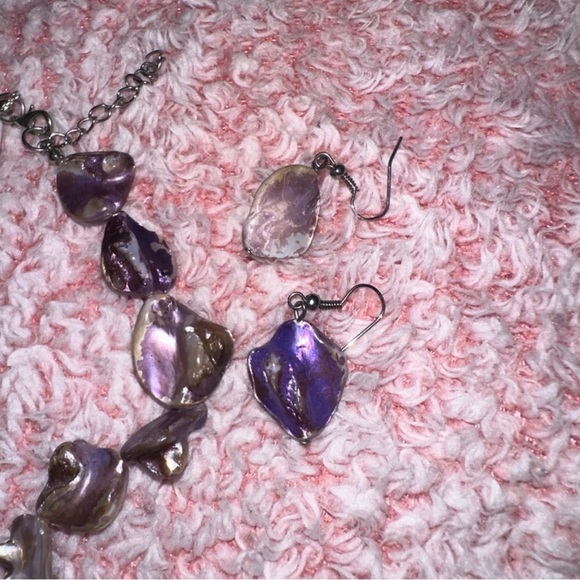 Purple and Brown Stone Necklace and Earring Set - Picture 6 of 8